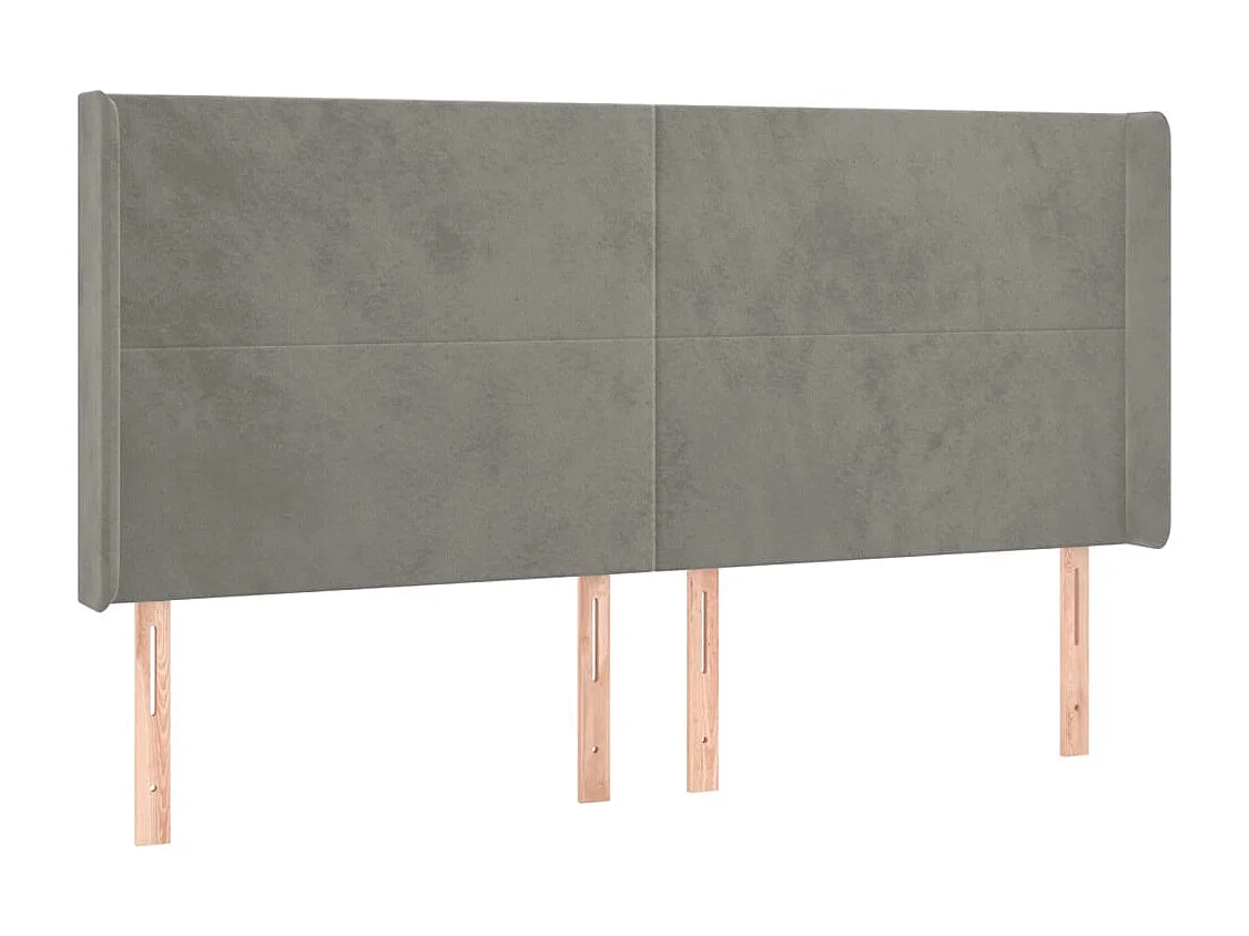 Hoofdbord | Hoofdeinde LED 203x16x118/128 cm fluweel lichtgrijs