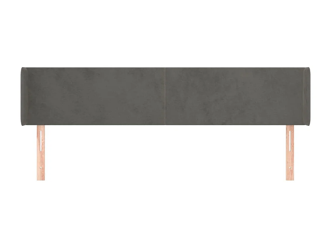 Tête de Lit | Panneau de tête pour lit Moderne avec oreilles Gris foncé 163x16x78/88 cm Velours
