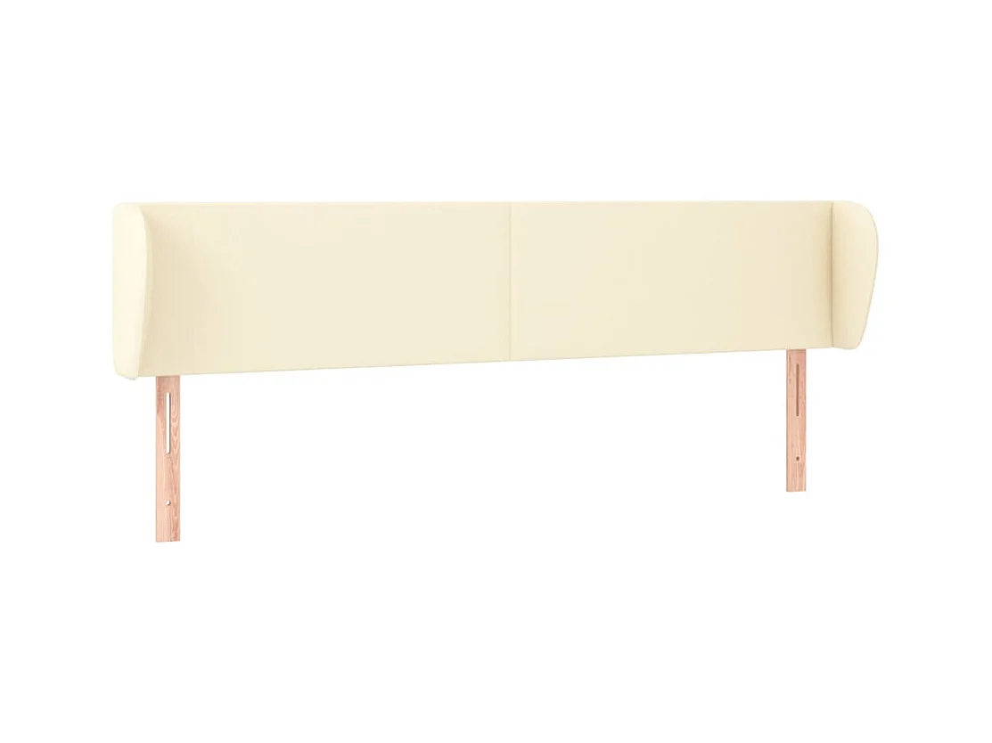 Tête de Lit | Panneau de tête pour lit Moderne avec oreilles Crème 183x23x78/88 cm Similicuir