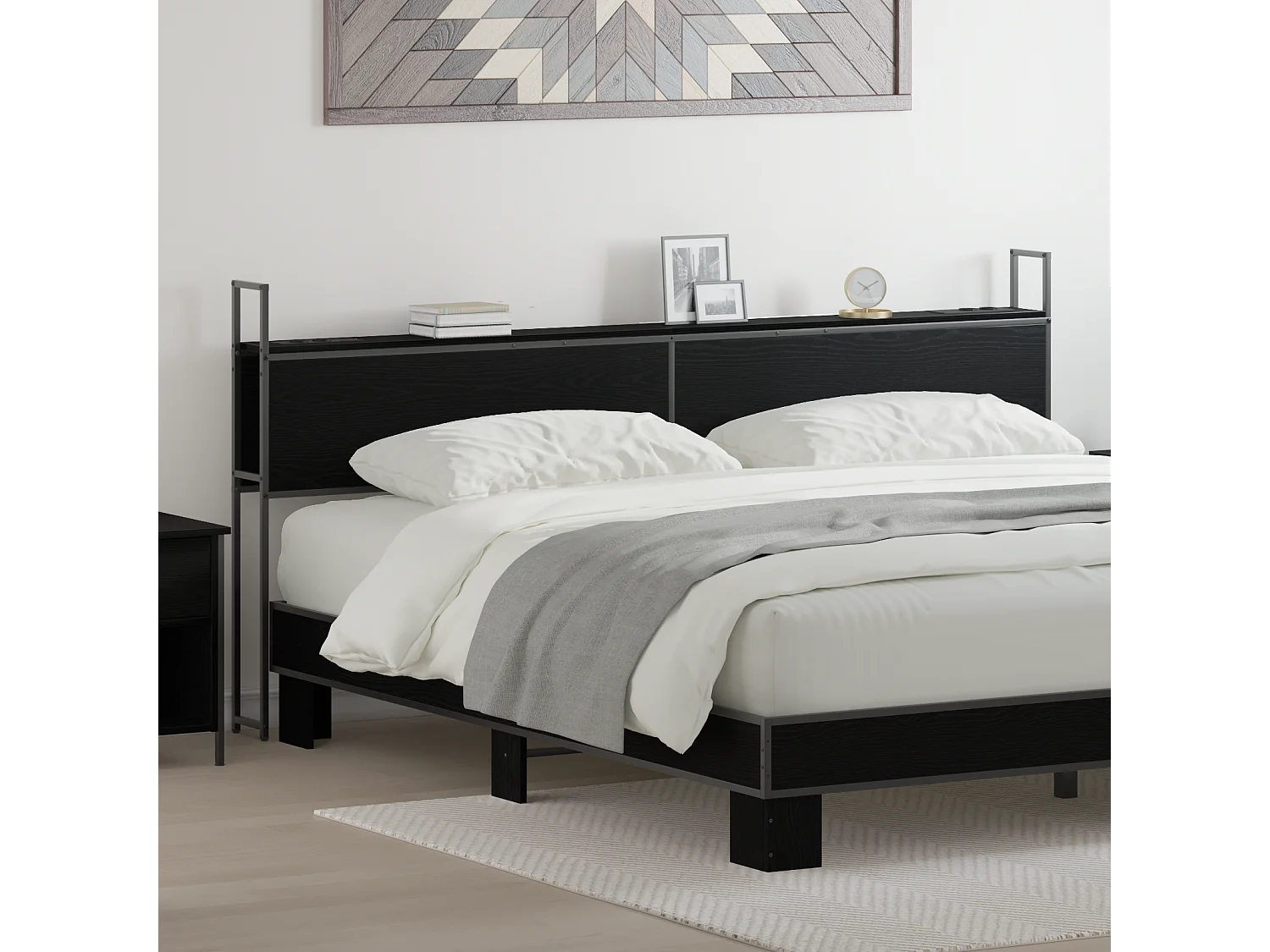 Tête de Lit de rangement | Panneau de tête pour lit Chêne noir 180 cm Bois d'ingénierie