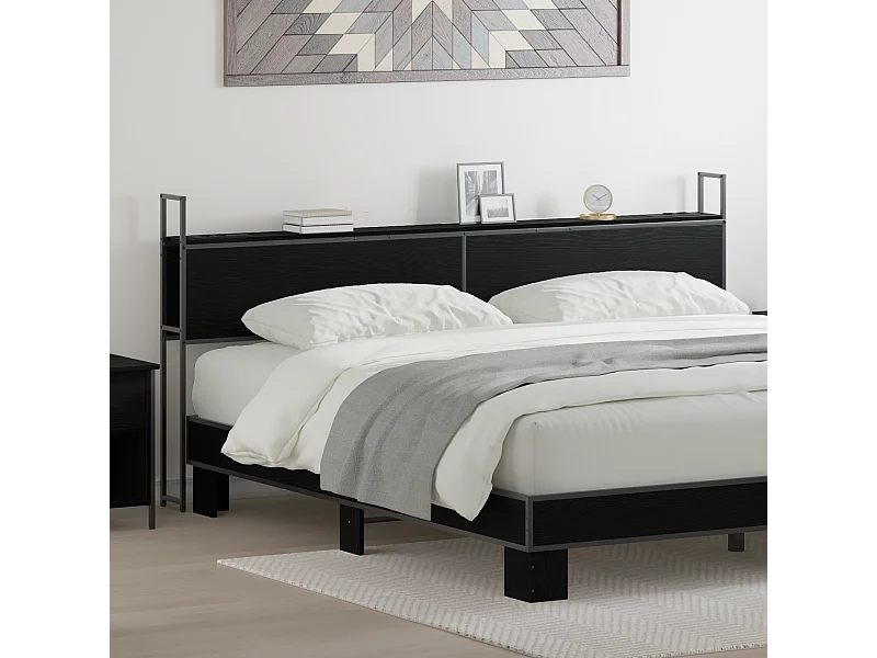 Tête de Lit de rangement | Panneau de tête pour lit Chêne noir 180 cm Bois d'ingénierie
