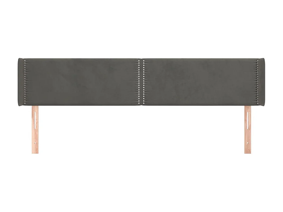 Mueble cabecero | Cabezal de cama | Cabecero de terciopelo gris oscuro 163x16x78/88 cm