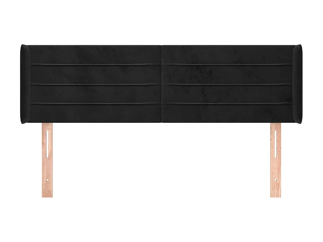 Mueble cabecero | Cabezal de cama | Cabecero de terciopelo negro 147x16x78/88 cm