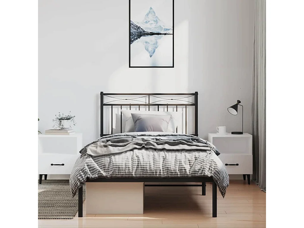 Mueble cabecero | Cabezal de cama | Cabecero de metal blanco 193 cm