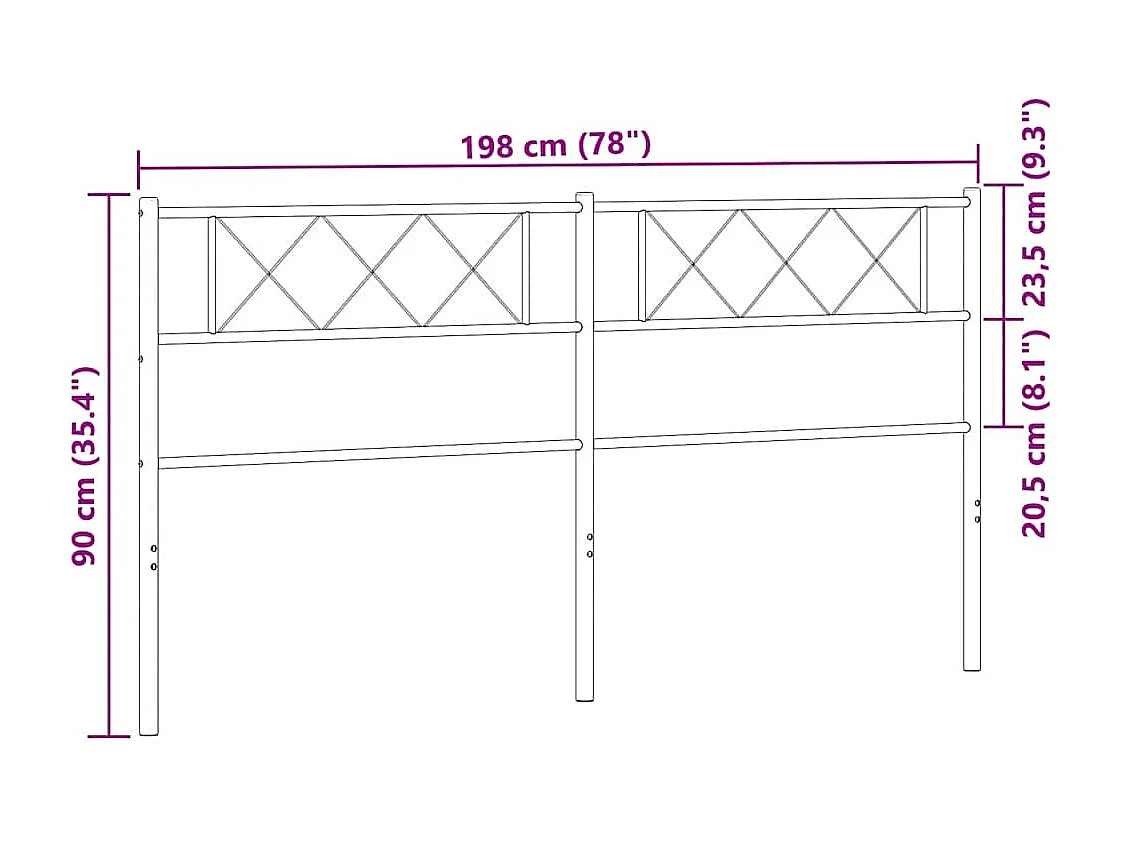 Mueble cabecero | Cabezal de cama | Cabecero de metal blanco 193 cm