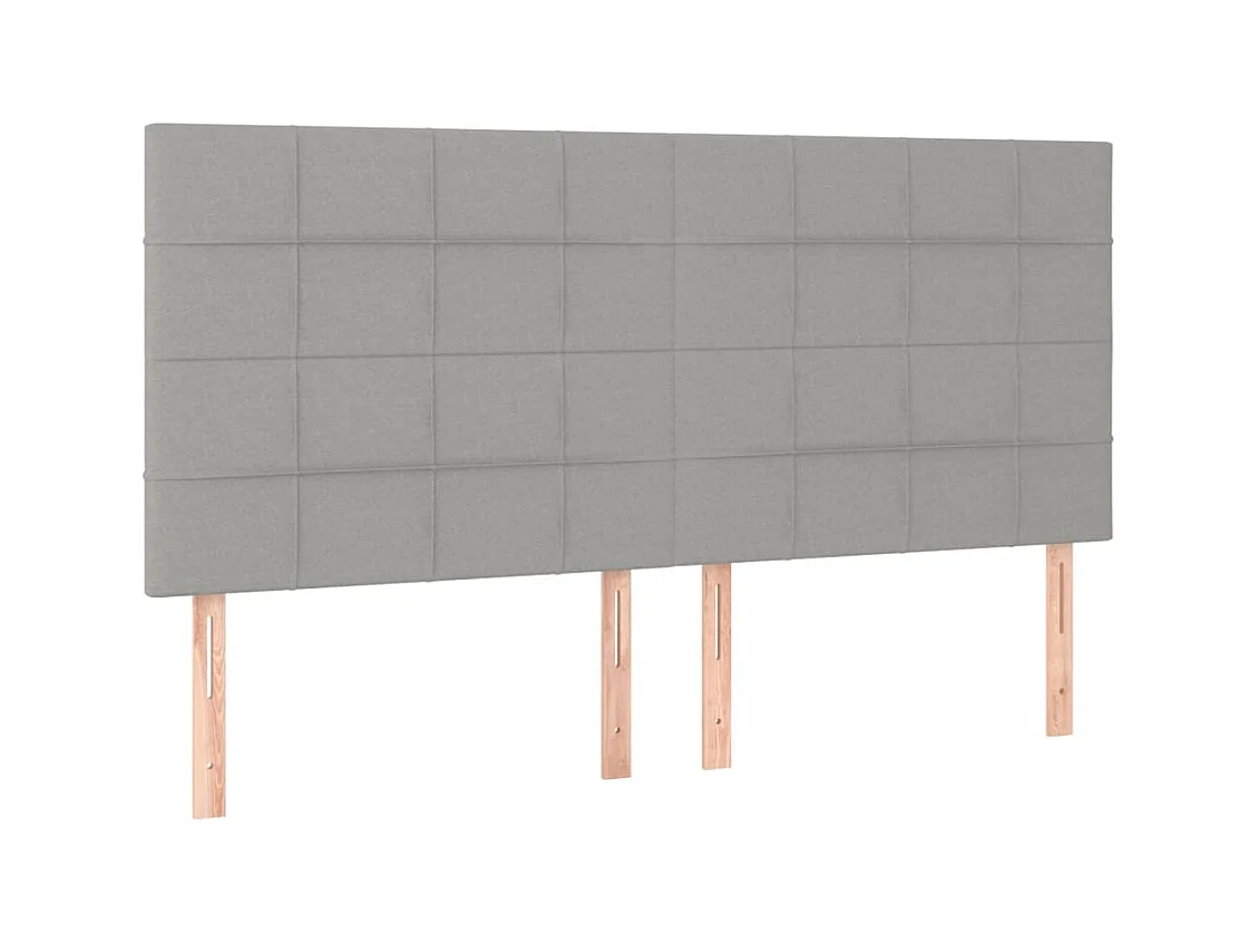 Cabeceros | Cabezal de cama | Mueble de cabecero 4 unidades de tela gris claro 80x5x78/88 cm