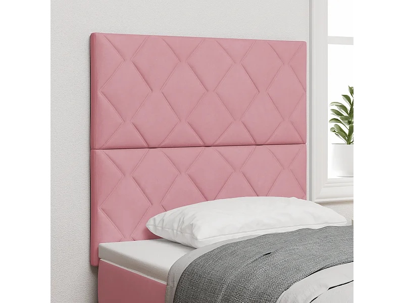 Mueble cabecero | Cabecero | Cabezal de cama LED con luces de tiras LED Rosa 90 cm Terciopelo