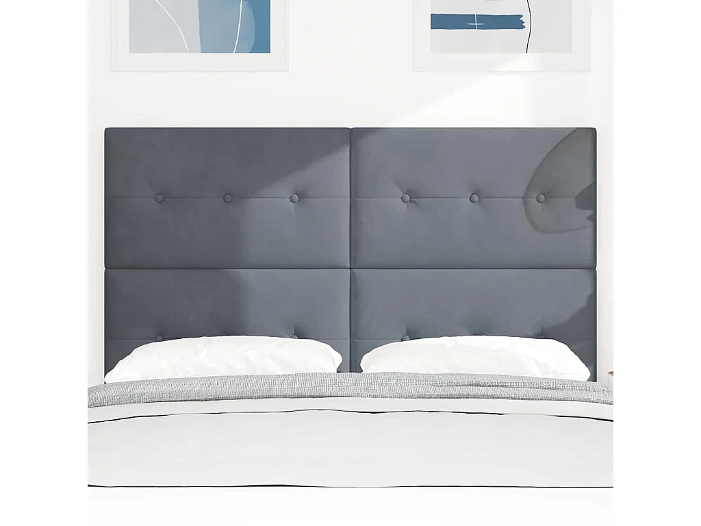 Tête de lit Montage mural | Panneau de tête pour lit Moderne  Gris foncé 144 cm Velours