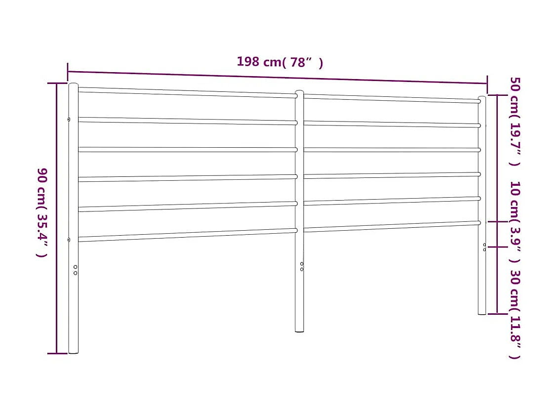 Mueble cabecero | Cabezal de cama | Cabecero de metal blanco 193 cm