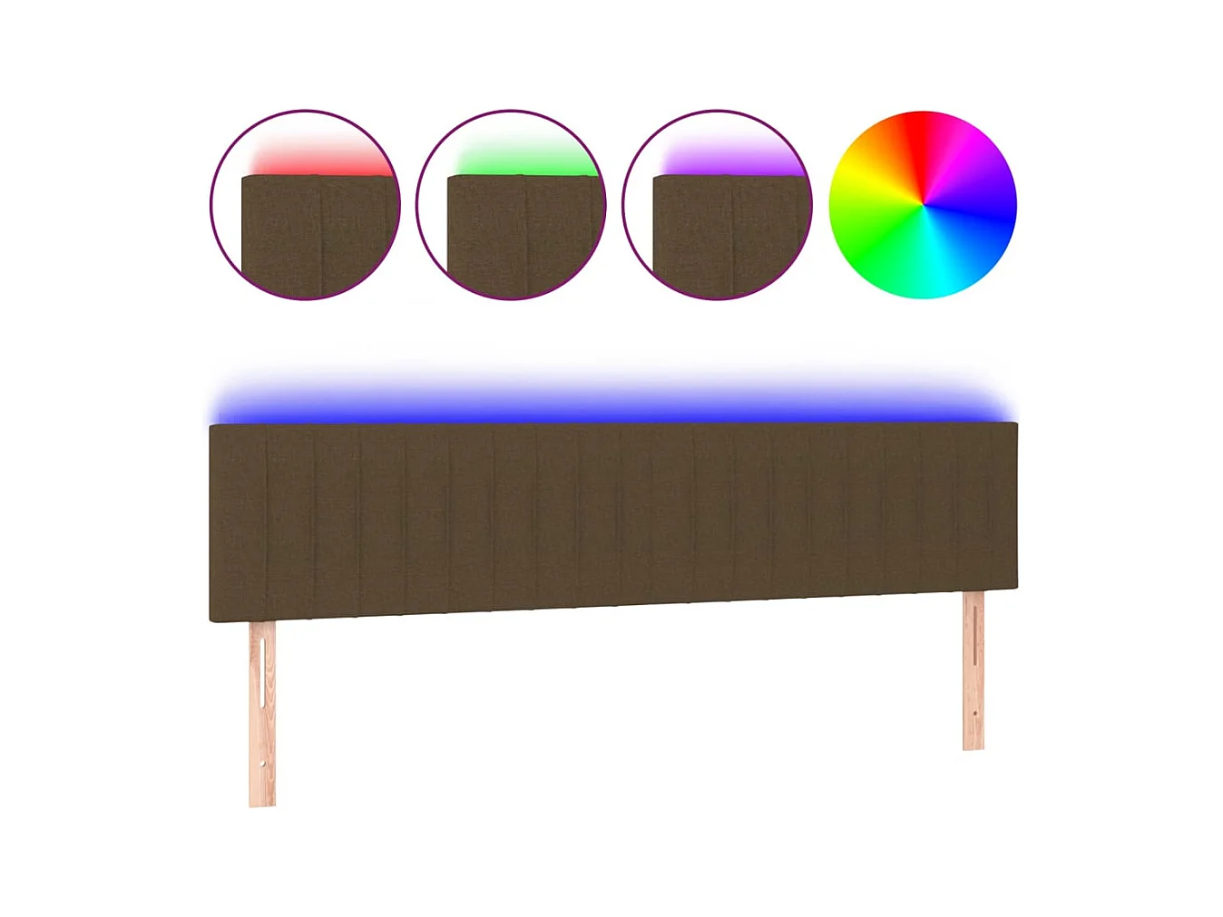 Tête de Lit | Panneau de tête pour lit Moderne à LED Marron Foncé 180x5x78/88 cm Tissu