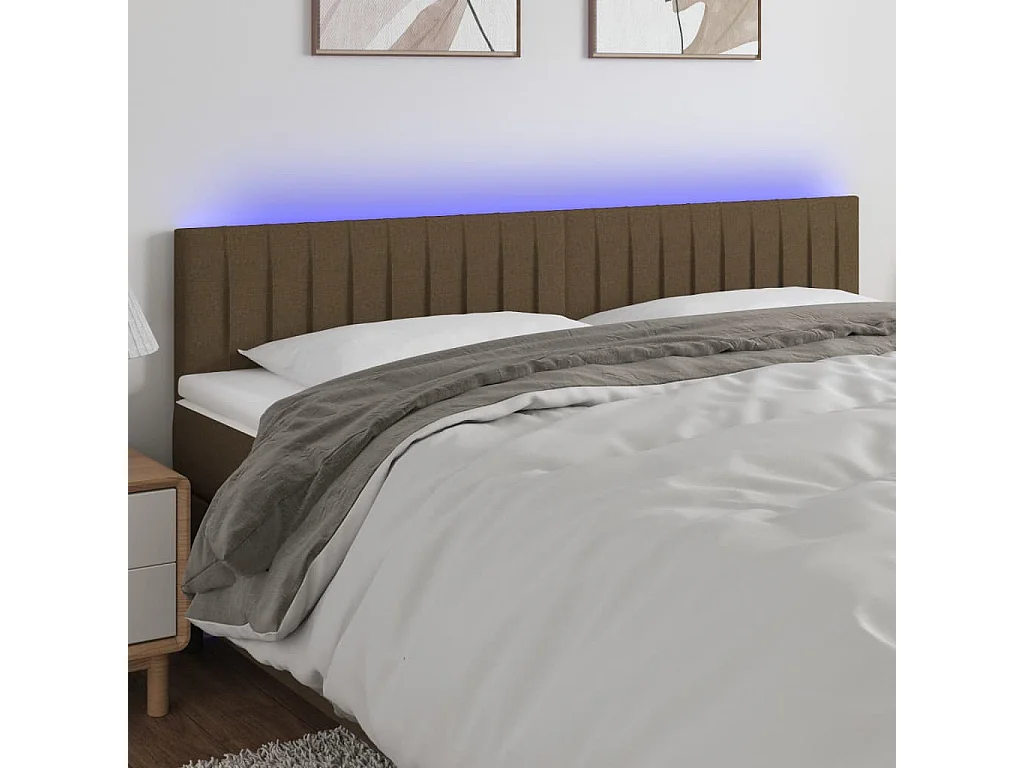 Hoofdbord | Hoofdeinde LED 180x5x78/88 cm stof donkerbruin