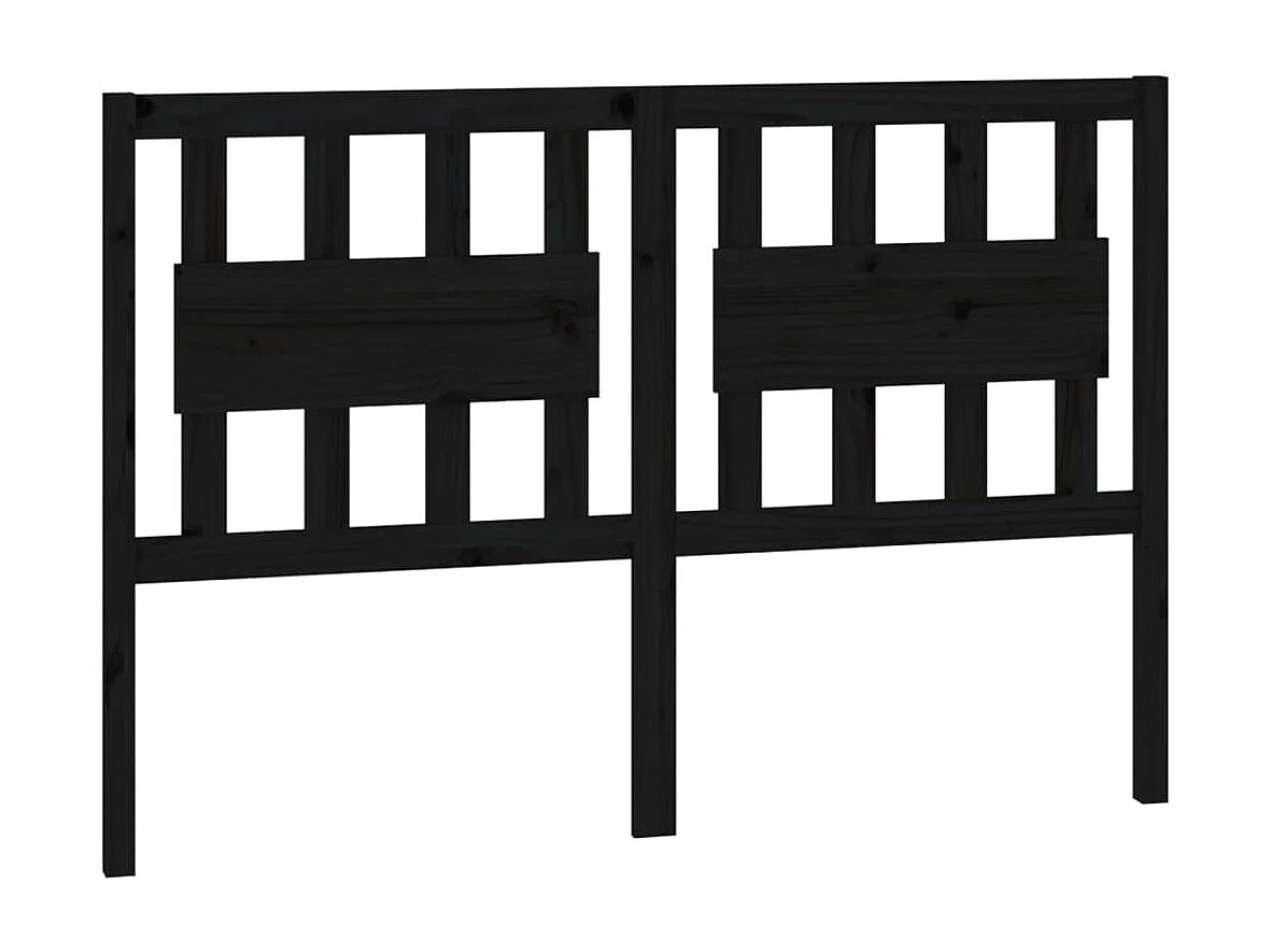 Tête de Lit | Panneau de tête pour lit Moderne Noir 145,5x4x100 cm Bois massif de pin