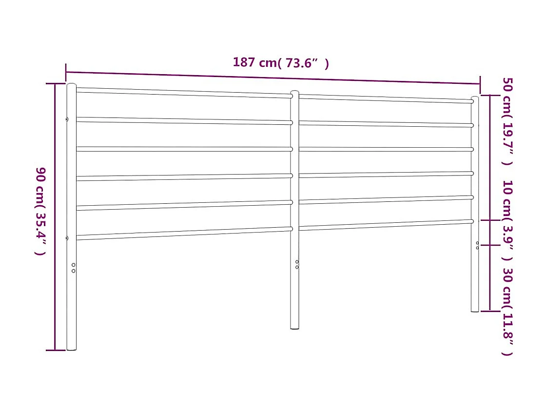 Mueble cabecero | Cabezal de cama | Cabecero de metal negro 180 cm