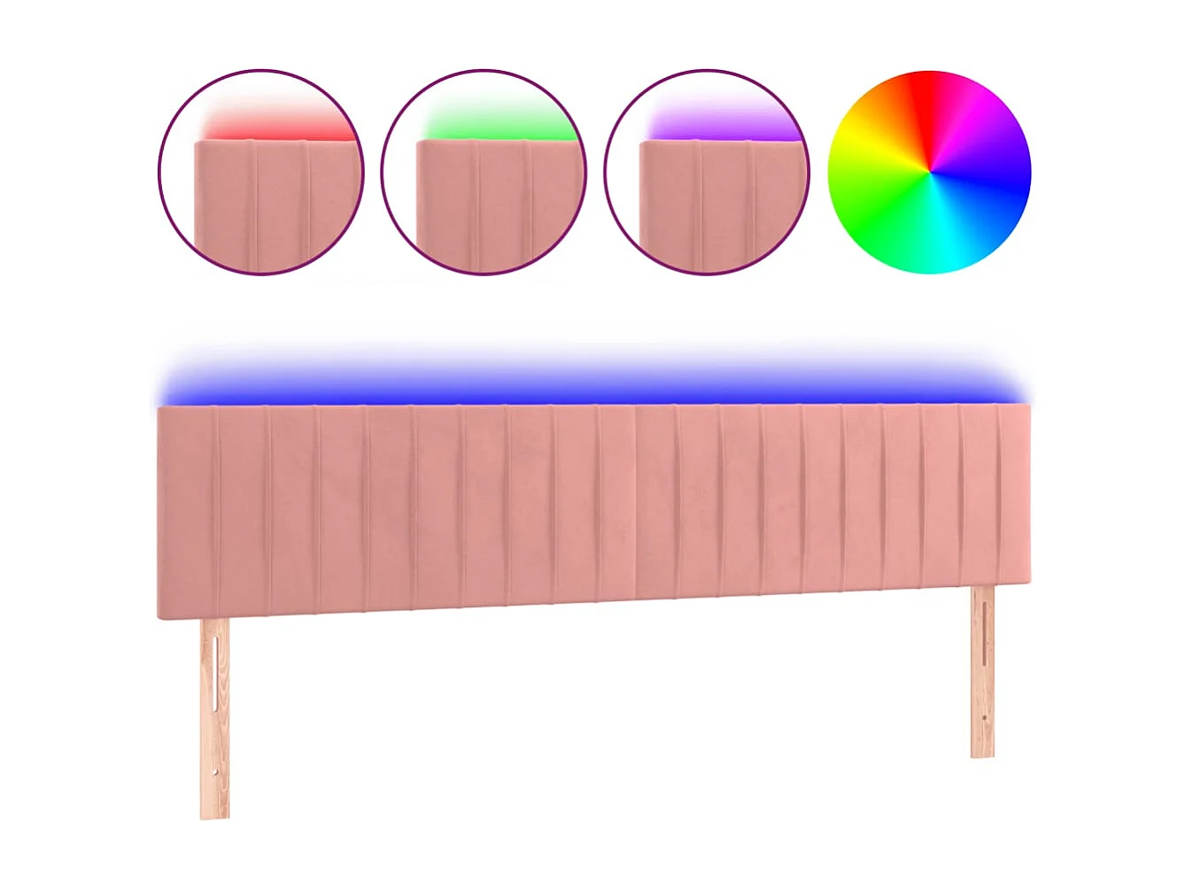 Tête de Lit | Panneau de tête pour lit Moderne à LED Rose 160x5x78/88 cm Velours