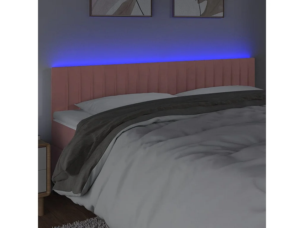 Hoofdbord | Hoofdeinde LED 160x5x78/88 cm fluweel roze