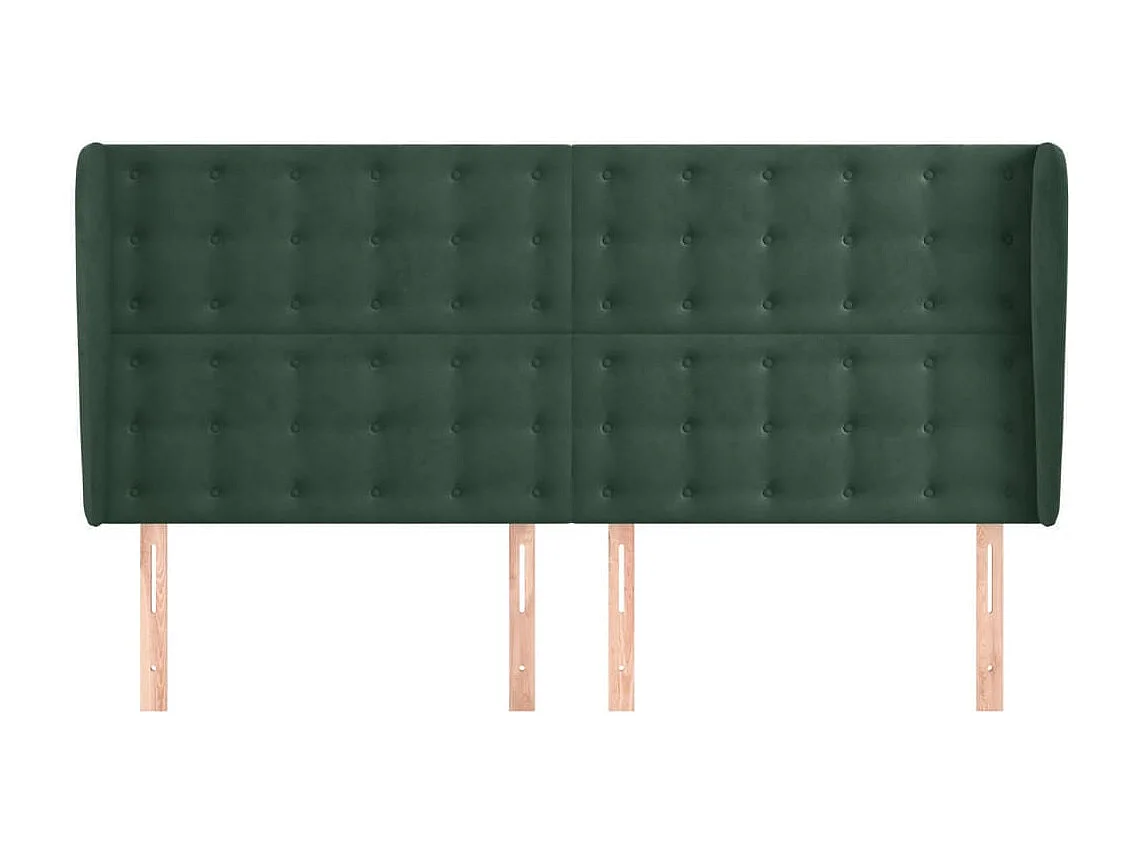 Tête de Lit | Panneau de tête pour lit Moderne avec oreilles Vert foncé 183x23x118/128 cm Velours