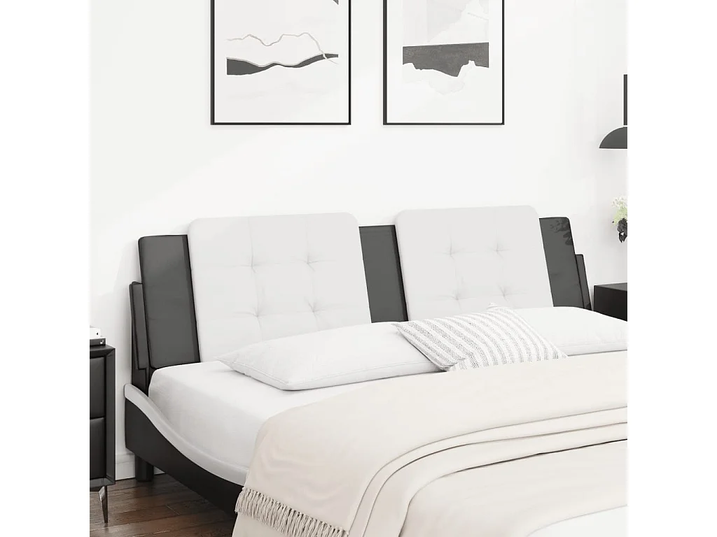 Hoofdbord | Hoofdbordkussen "Zadar" 180 cm kunstleer wit en zwart