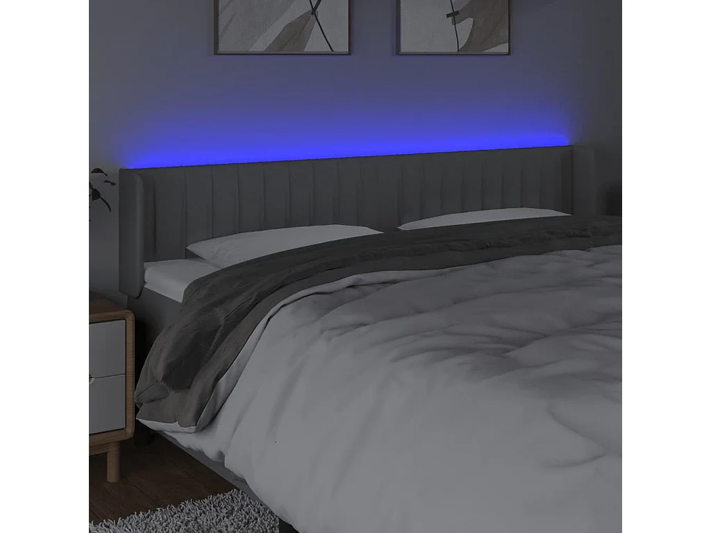 Hoofdbord | Hoofdeinde LED 183x16x78/88 cm stof lichtgrijs