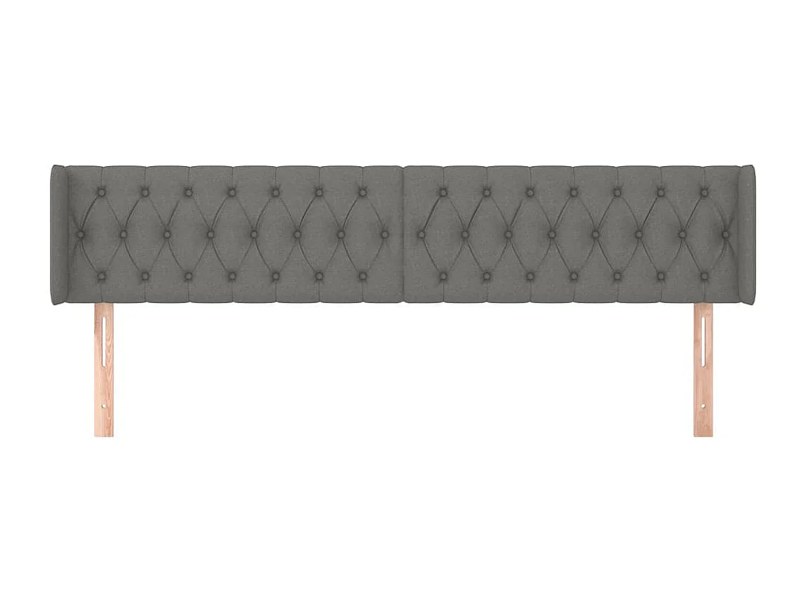 Tête de Lit | Panneau de tête pour lit Moderne avec oreilles Gris foncé 203x16x78/88 cm Tissu