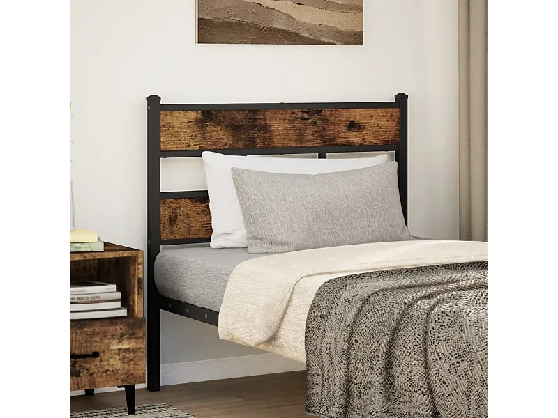 Tête de Lit | Panneau de tête pour lit Moderne chêne fumé 107 cm fer et bois d'ingénierie