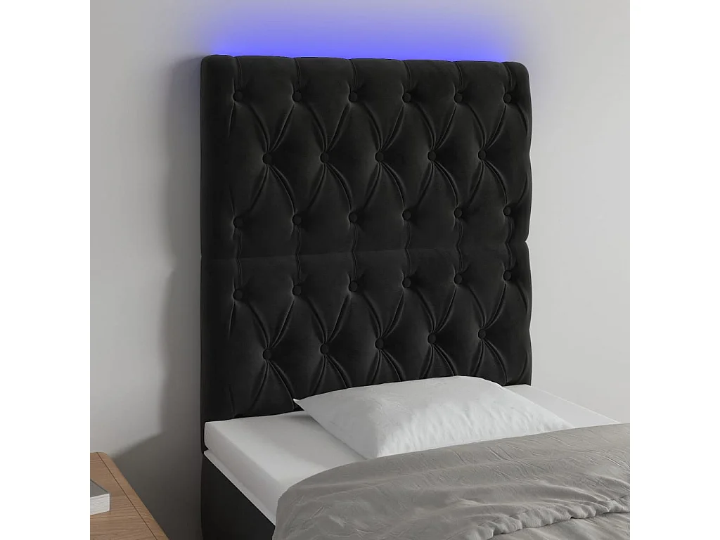 Hoofdbord | Hoofdeinde LED 80x7x118/128 cm fluweel zwart