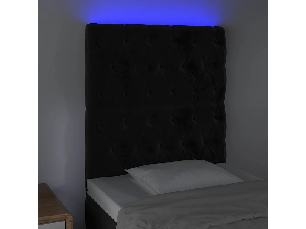 Hoofdbord | Hoofdeinde LED 80x7x118/128 cm fluweel zwart