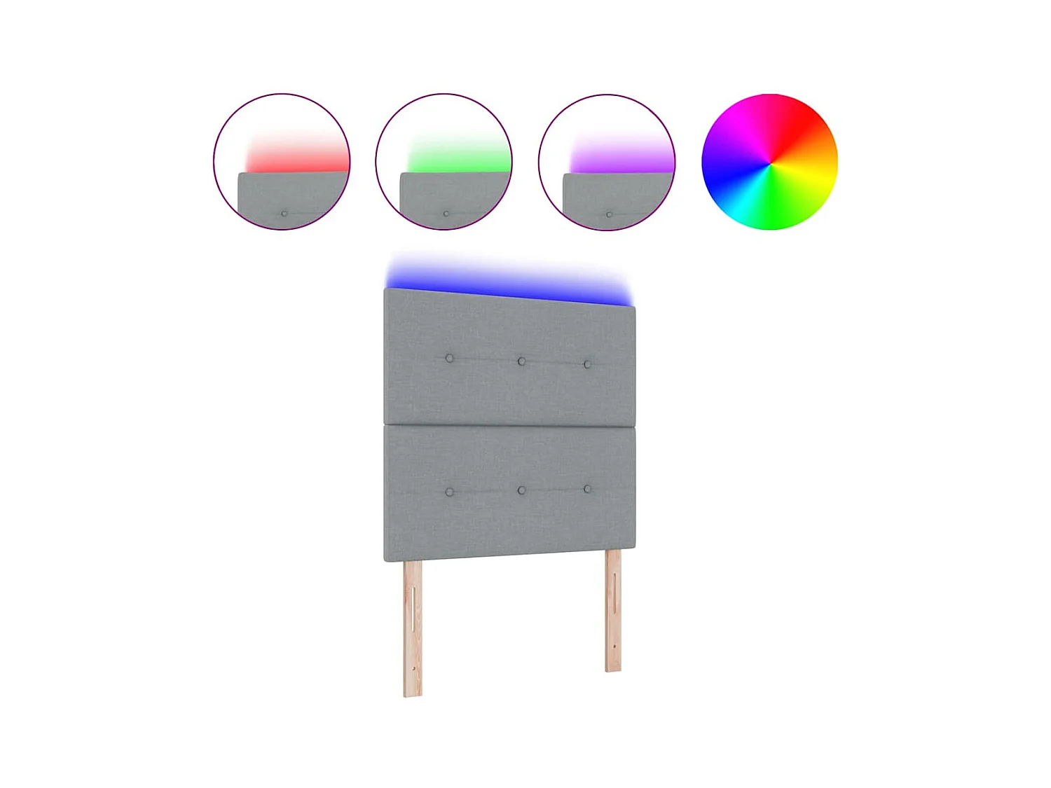 Tête de Lit | Panneau de tête pour lit Moderne LED avec des lumières à LED Gris clair 100 cm tissu