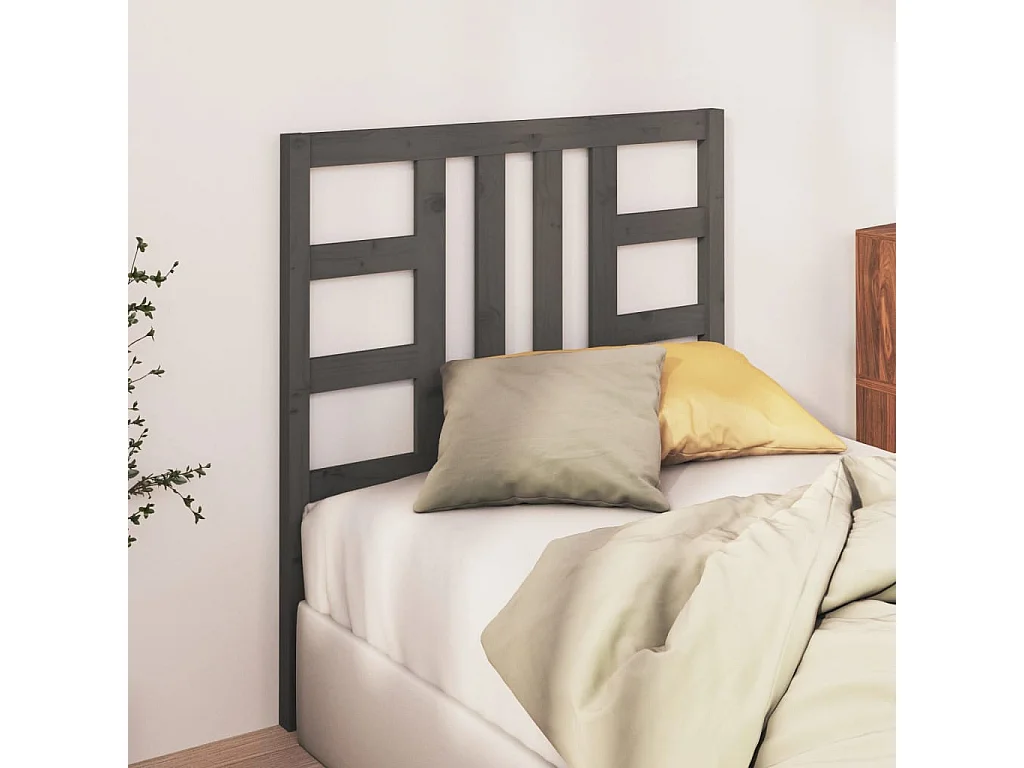 Tête de Lit | Panneau de tête pour lit Moderne Gris 106x4x100 cm Bois massif de pin