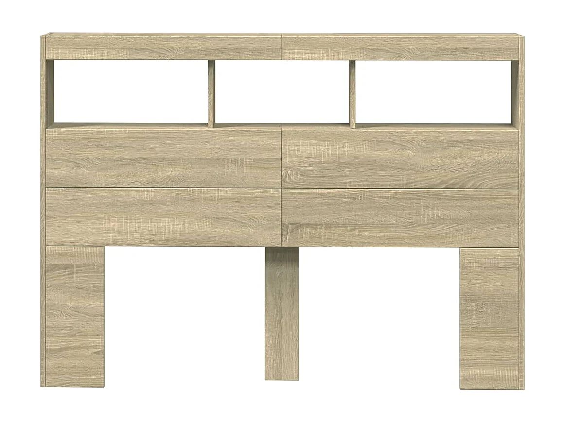 Cabecero de Cama | Cabezal de cama | Mueble de cabecero con LED roble Sonoma 140x17x102 cm