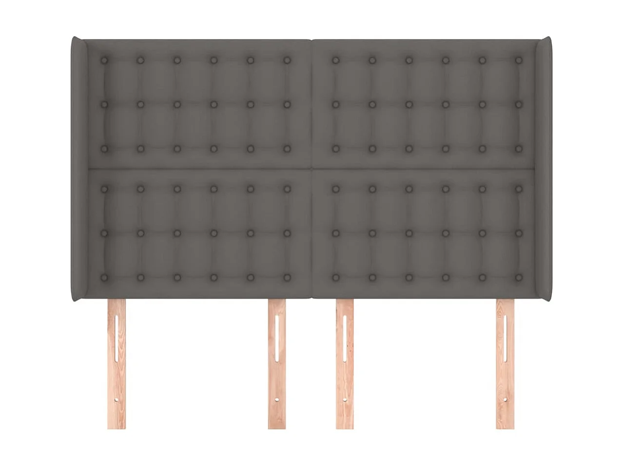 Tête de Lit | Panneau de tête pour lit Moderne avec oreilles Gris 147x16x118/128 cm Similicuir