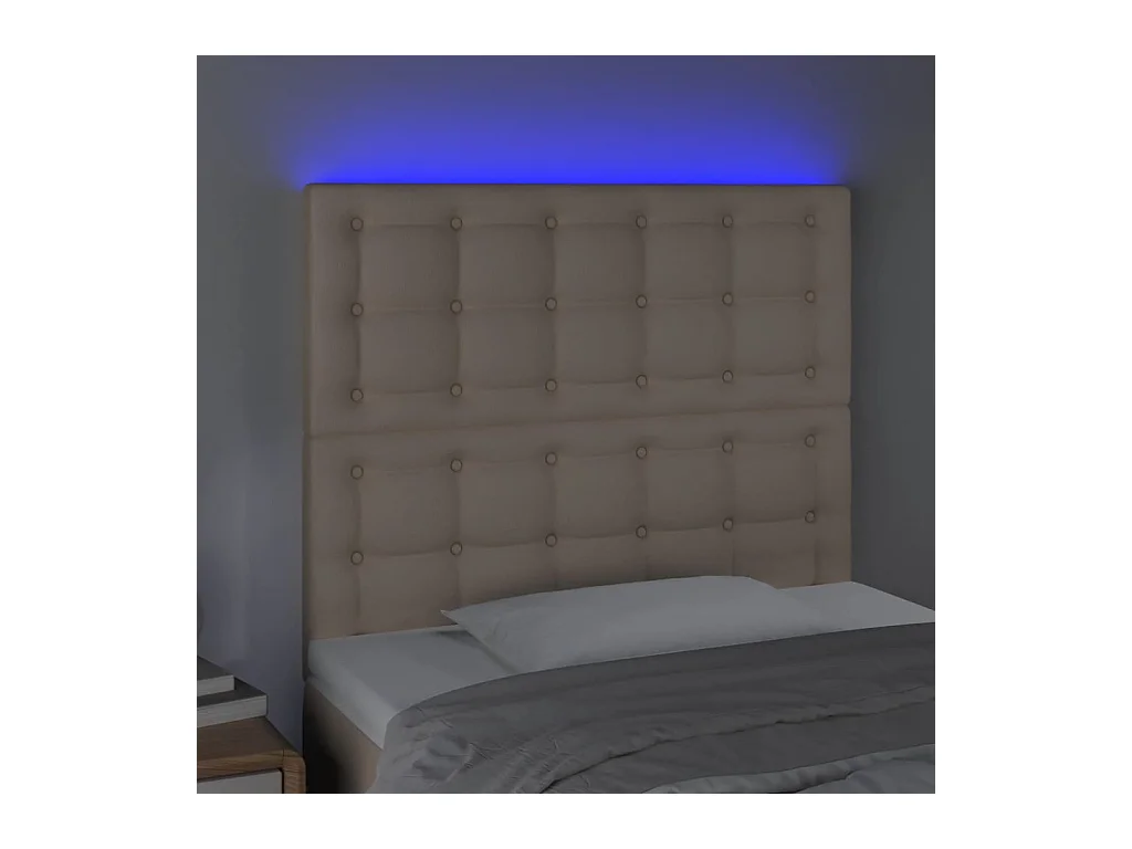 Tête de Lit | Panneau de tête pour lit Moderne à LED Cappuccino 80x5x118/128 cm Similicuir