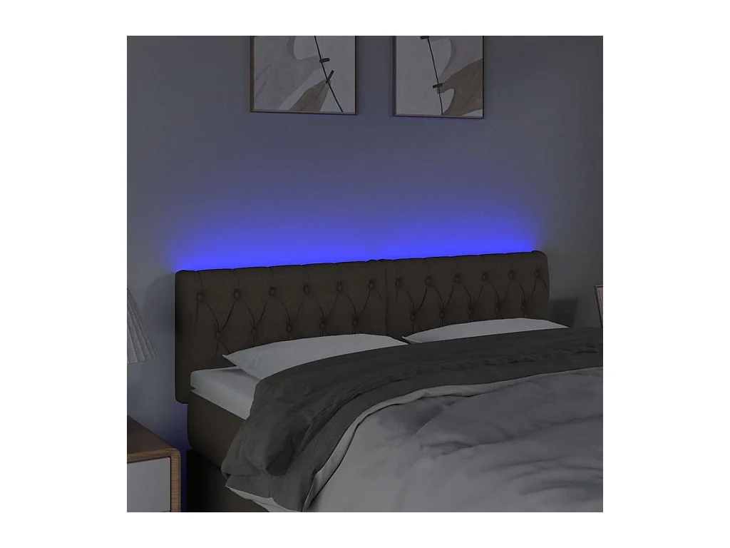 Tête de Lit | Panneau de tête pour lit Moderne à LED Taupe 160x7x78/88 cm Tissu