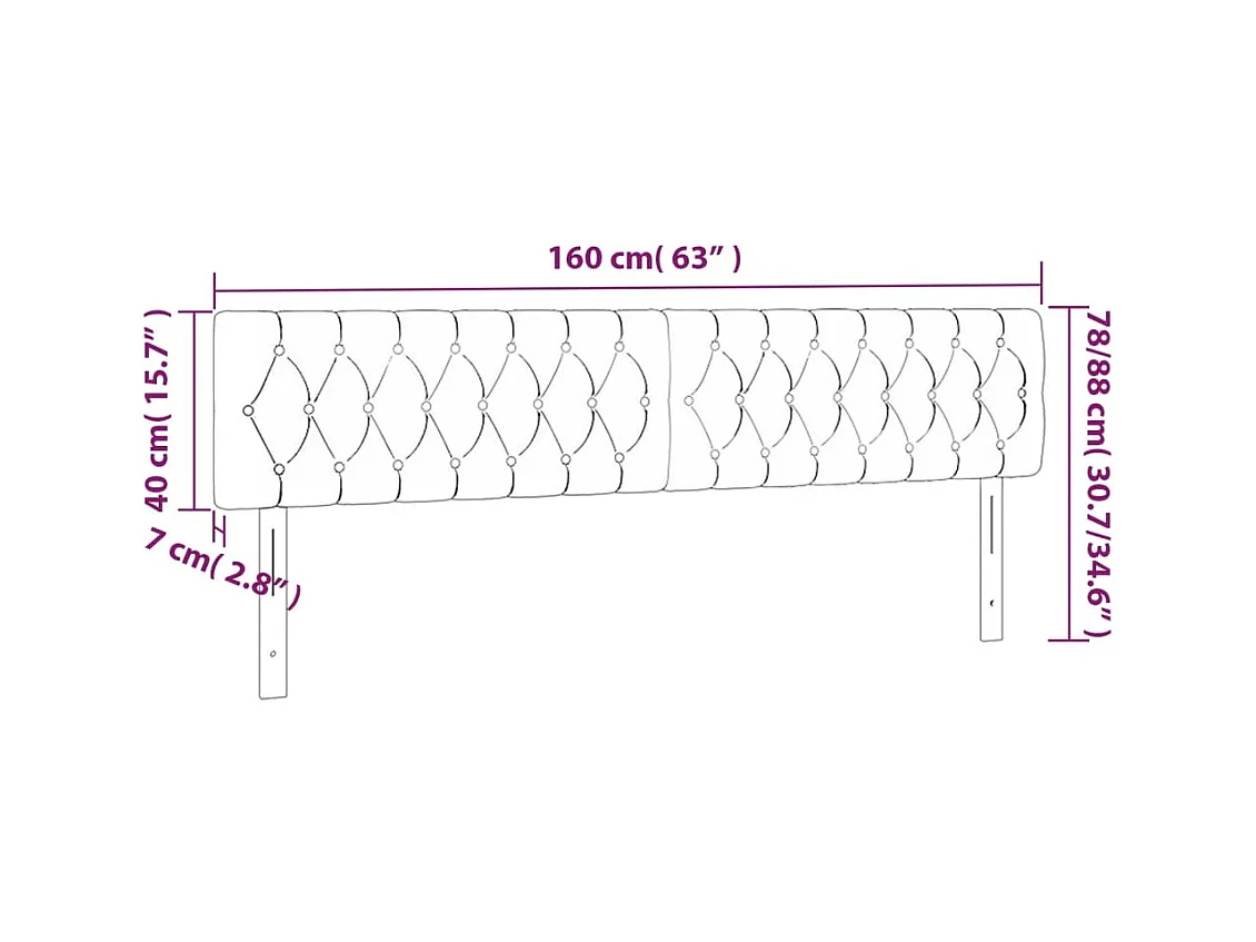 Tête de Lit | Panneau de tête pour lit Moderne à LED Taupe 160x7x78/88 cm Tissu