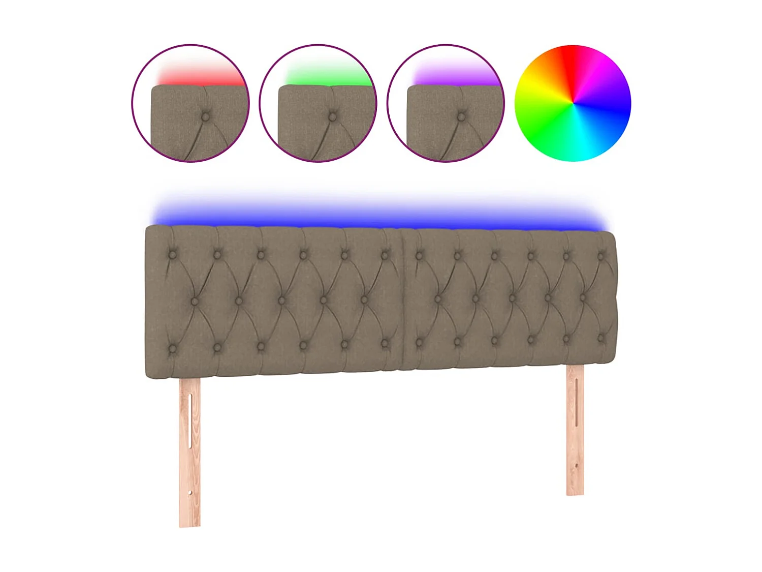 Hoofdbord | Hoofdeinde LED 160x7x78/88 cm stof taupe