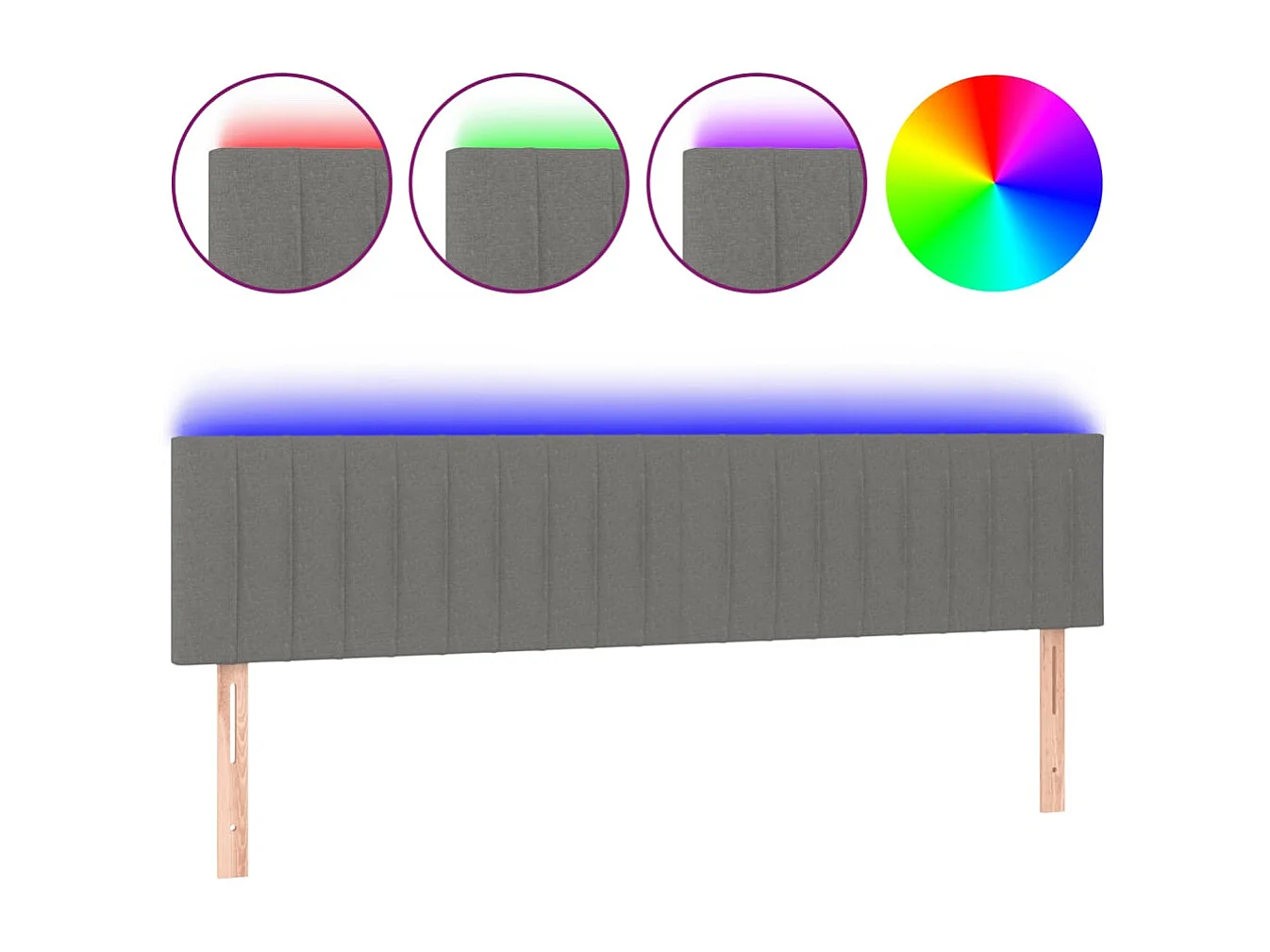 Hoofdbord | Hoofdeinde LED 180x5x78/88 cm stof donkergrijs