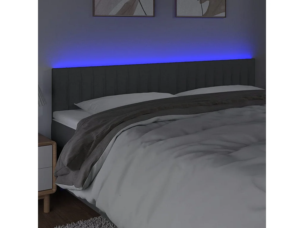 Hoofdbord | Hoofdeinde LED 180x5x78/88 cm stof donkergrijs