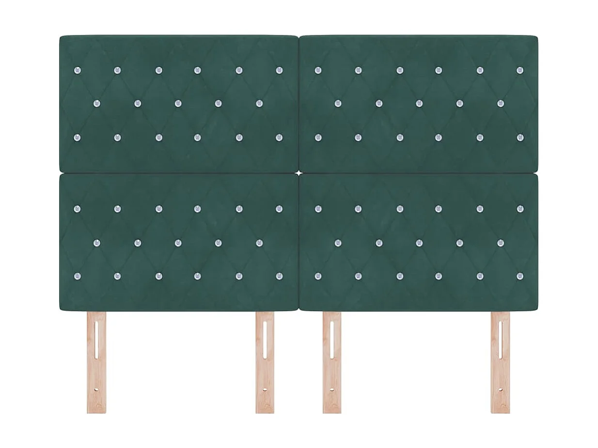 Tête de Lit | Panneau de tête pour lit Moderne LED Argyle Manuel Vert foncé 144 cm Velours