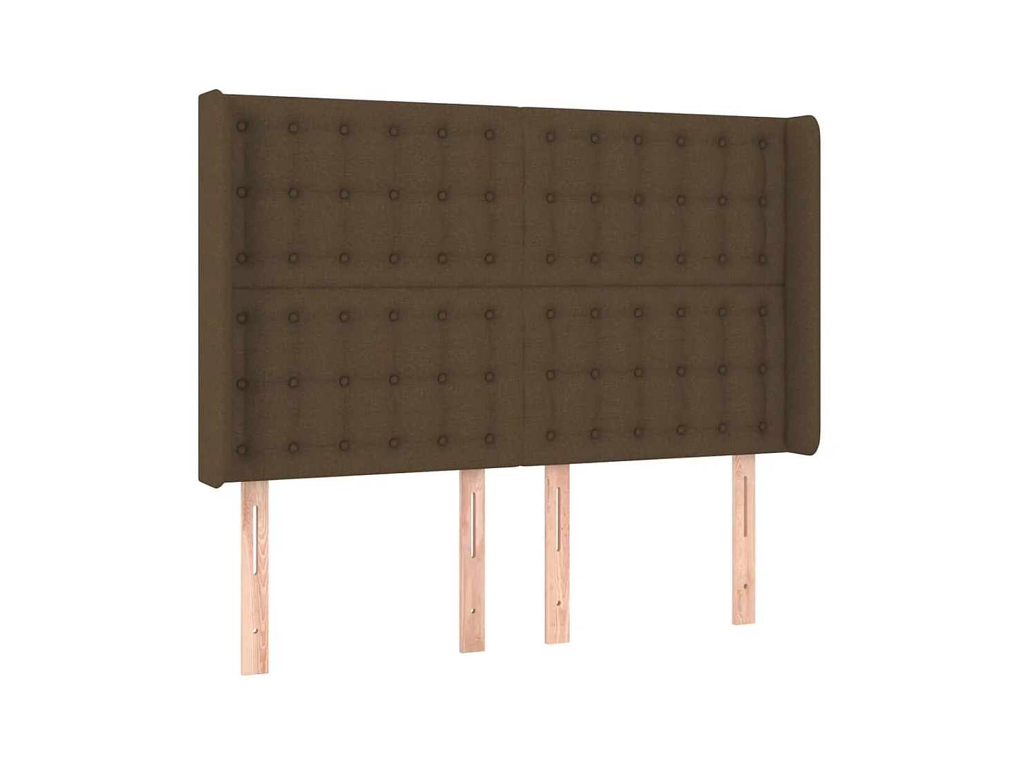 Mueble cabecero | Cabezal de cama | Cabecero con LED de tela marrón oscuro 147x16x118/128 cm