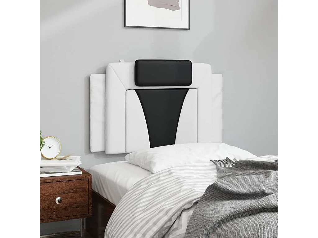 Tête de lit | Coussin de tête de lit | Tête de lit décoratif noir et blanc 90 cm similicuir