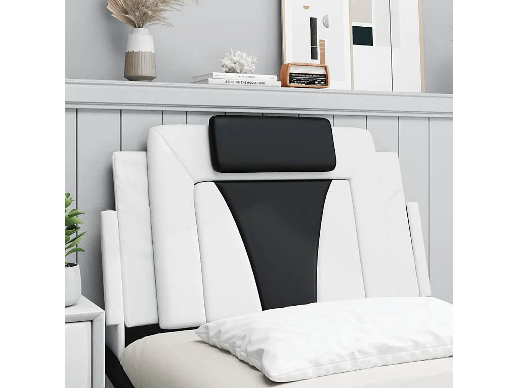 Tête de lit | Coussin de tête de lit | Tête de lit décoratif noir et blanc 90 cm similicuir