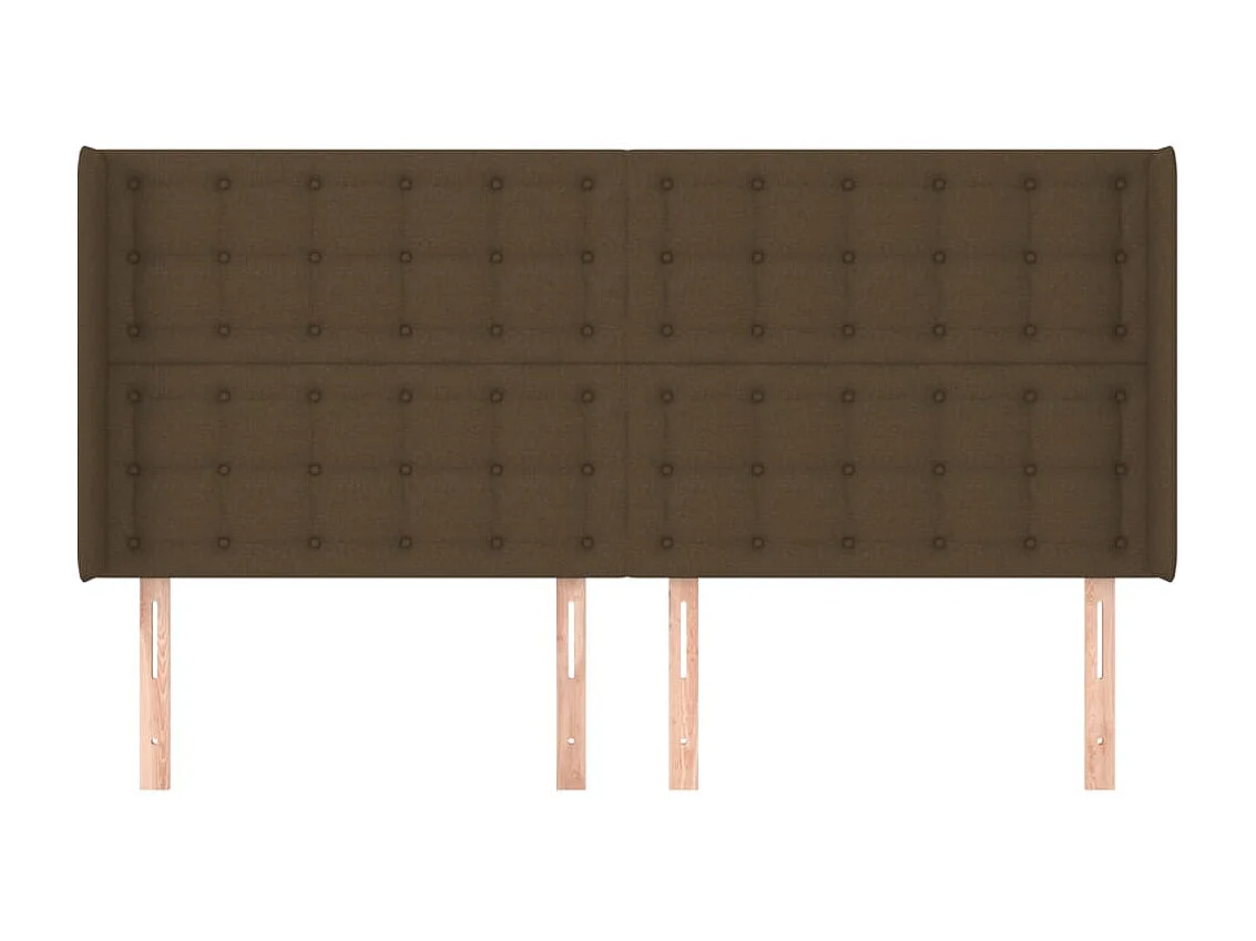 Cabecero | Cabezal de Cama | Mueble cabecero con orejas de tela marrón oscuro 163x16x118/128 cm