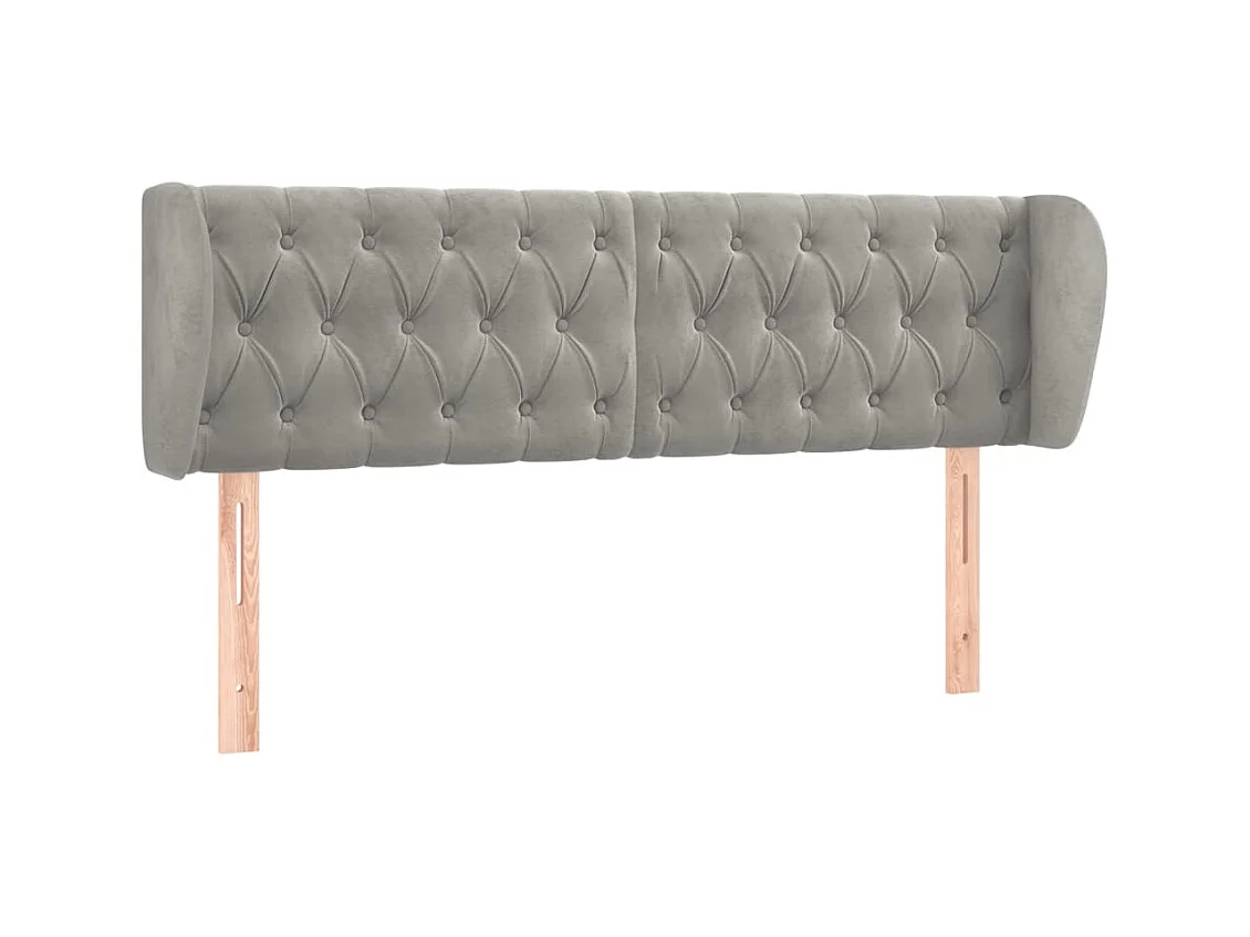 Mueble cabecero | Cabezal de cama | Cabecero de terciopelo gris claro 163x23x78/88 cm