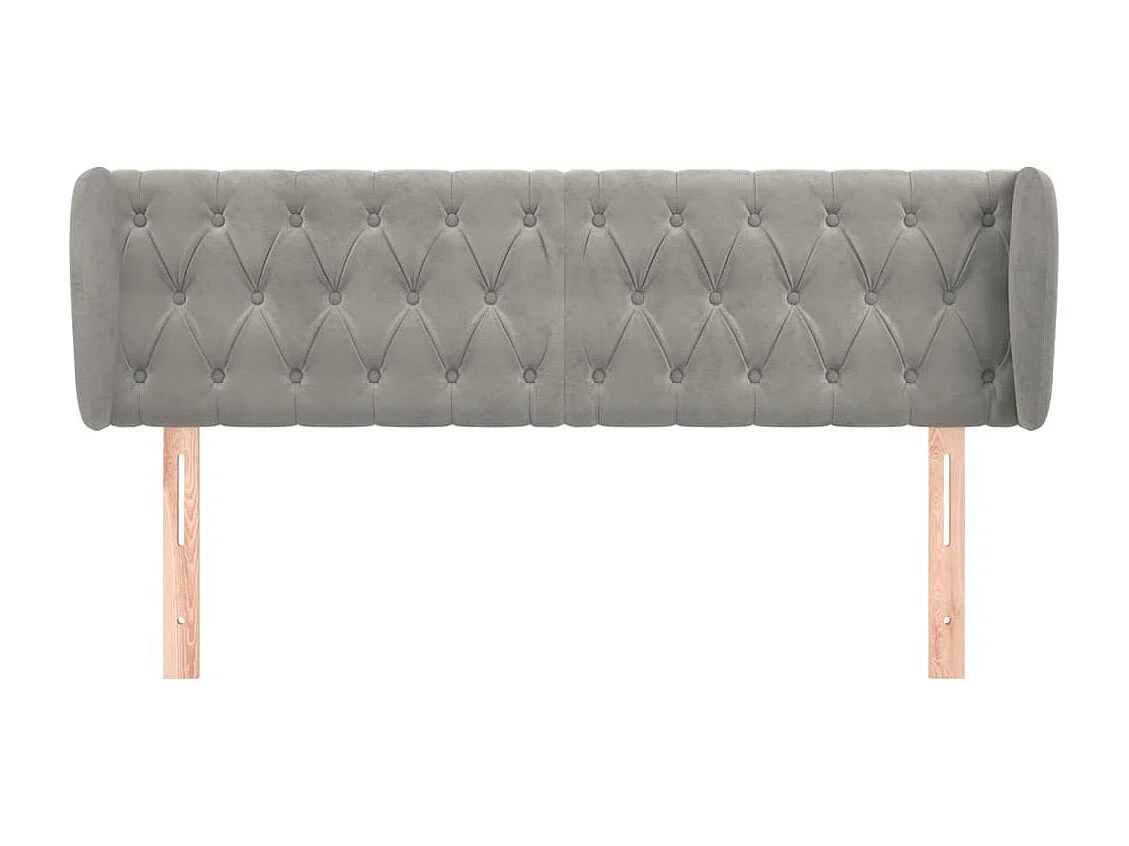Tête de Lit | Panneau de tête pour lit Moderne avec oreilles Gris clair 163x23x78/88 cm Velours