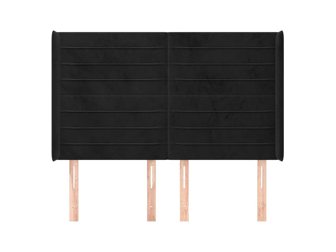 Cabecero | Cabezal de Cama | Mueble cabecero con orejas de terciopelo negro 147x16x118/128 cm