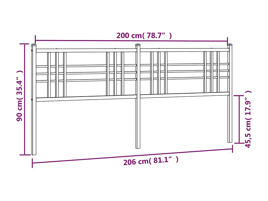 Mueble cabecero | Cabezal de cama | Cabecero de metal negro 200 cm