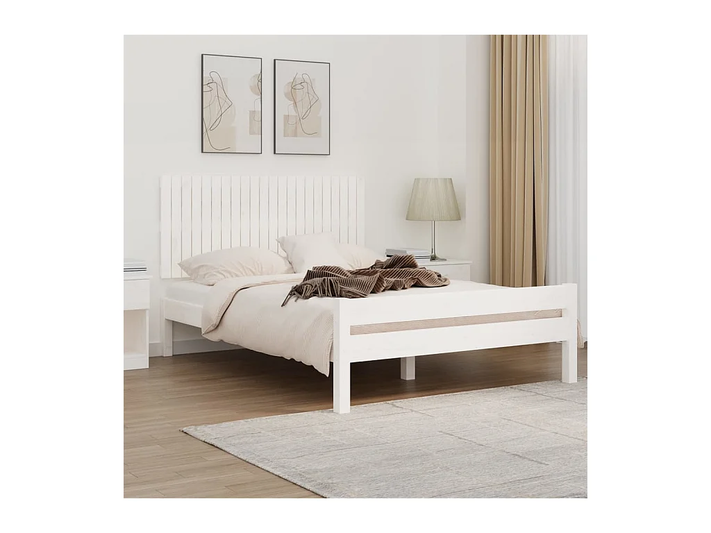 Cabecero de Cama | Cabezal de cama | Mueble de cabecero de pared madera maciza pino blanco 140x3x60 cm