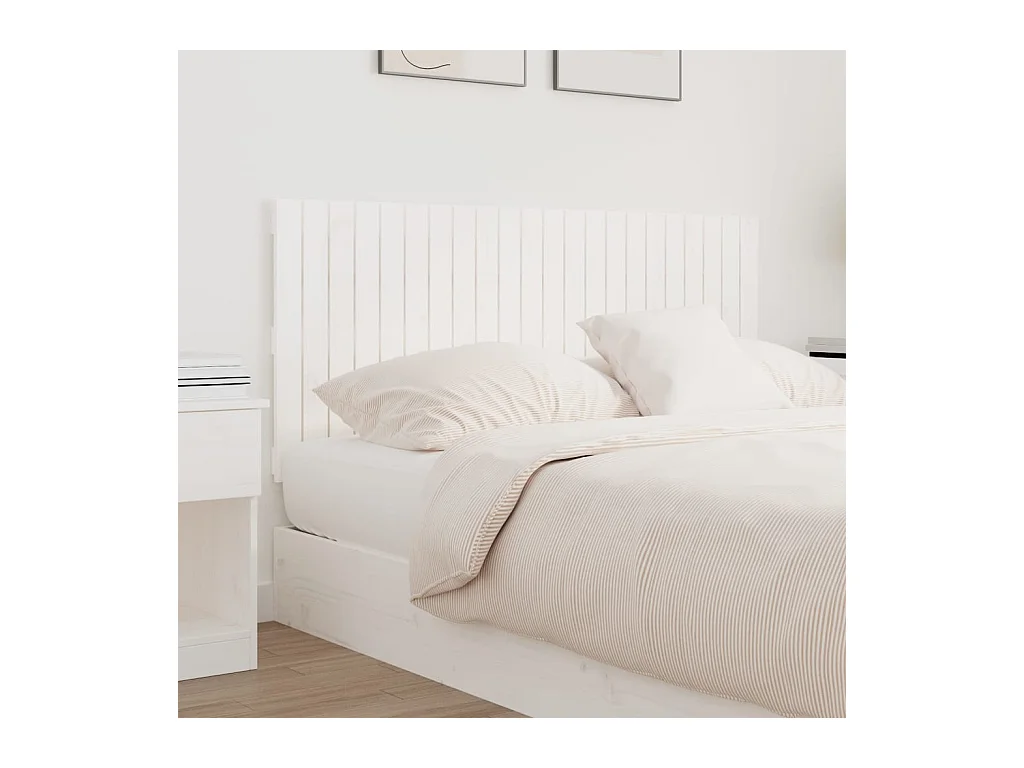 Cabecero de Cama | Cabezal de cama | Mueble de cabecero de pared madera maciza pino blanco 140x3x60 cm