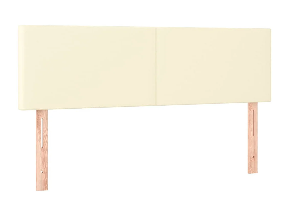 Cabecero | Cabezal de Cama | Mueble cabecero con LED cuero sintético color crema 144x5x78/88 cm