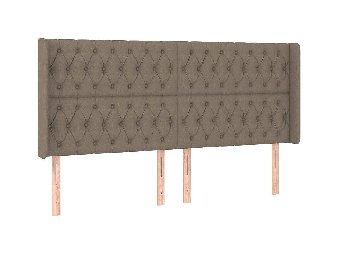 Cabecero | Cabezal de Cama | Mueble cabecero con orejas de tela gris taupe 203x16x118/128 cm