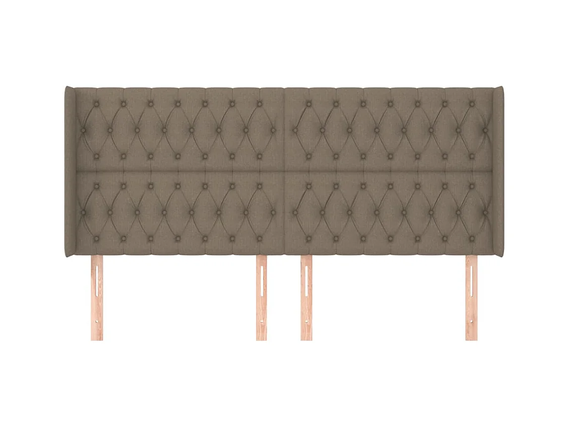 Cabecero | Cabezal de Cama | Mueble cabecero con orejas de tela gris taupe 203x16x118/128 cm